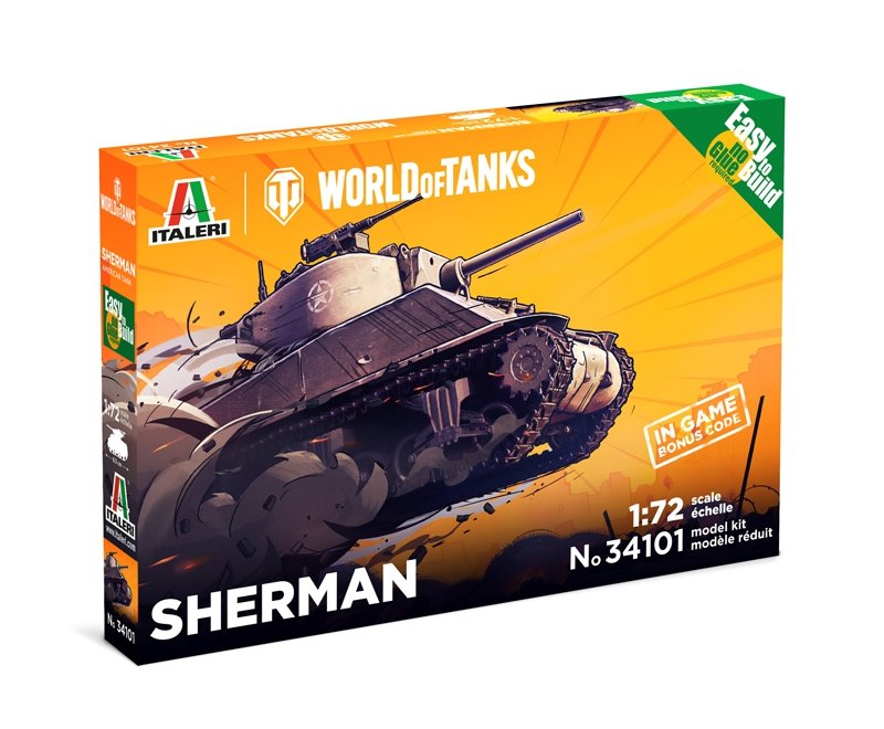 Italeri 34101 World of Tanks - SHERMAN - Maquette facile à monter au 1/72
