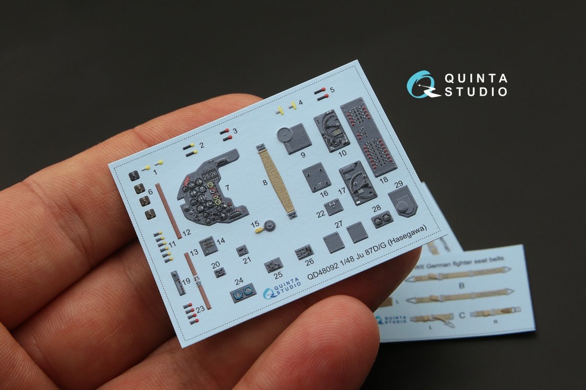 Intérieur imprimé en 3D et coloré sur papier décalcomanie Quinta Studio QD48092 Ju 87D/G (pour maquette Hasegawa) 1/48 – immagine 3