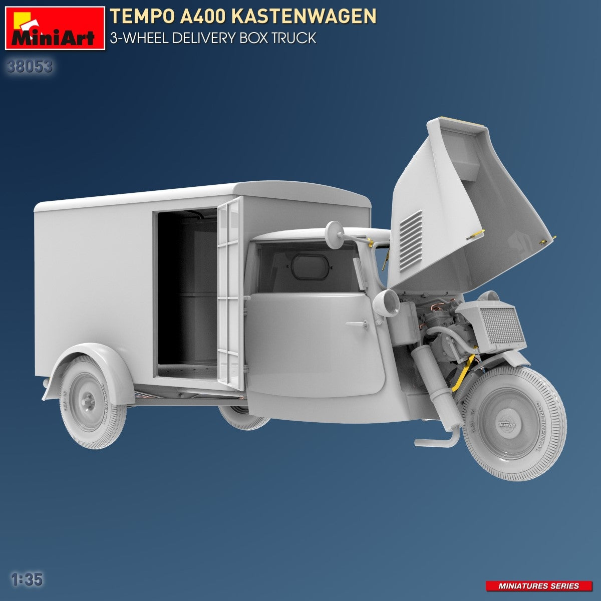 MiniArt 38053 TEMPO A400 KASTENWAGEN CAMION CAISSE DE LIVRAISON À 3 ROUES 1/35  – immagine 5