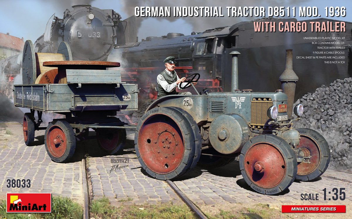 MiniArt 38033 Tracteur industriel allemand D8511 modèle 1936 avec remorque cargo 1/35