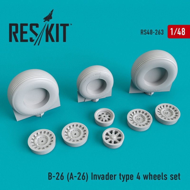 RESKIT RS48-0263 B-26 (A-26) Invader type 4 roues jeu 1/48