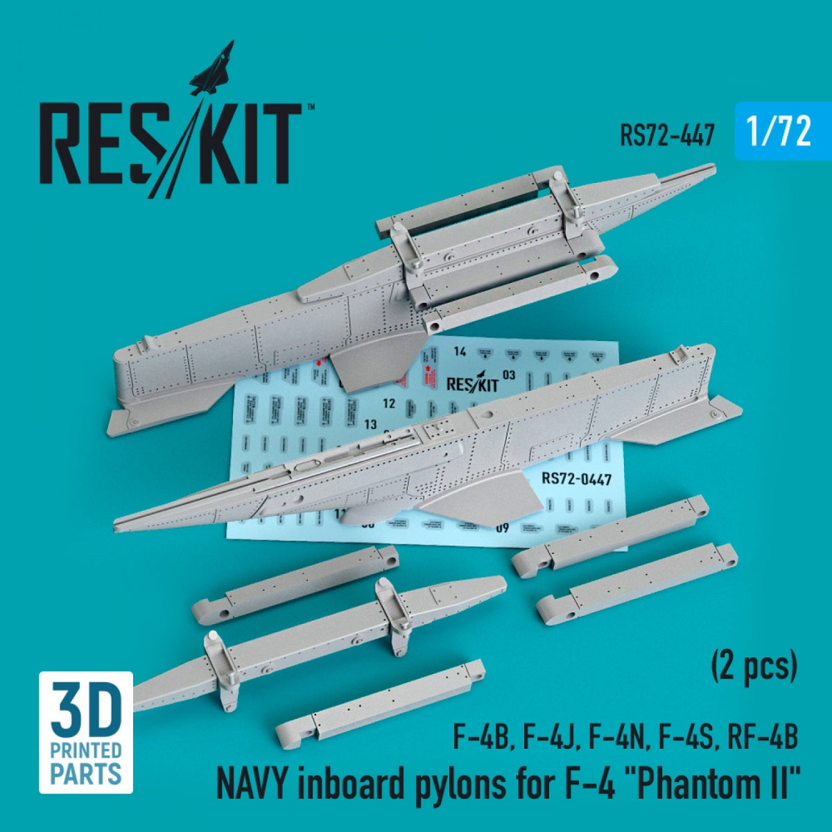 RESKIT RS72-0447 PYLÔNES INTÉRIEURS DE L'AÉRONEF POUR F-4 « PHANTOM II » (2 PIÈCES) (IMPRIMÉS EN 3D) 1/72