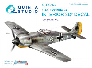 Intérieur imprimé en 3D et coloré sur papier décalcomanie Quinta Studio QD48079 FW 190A-3 (pour kit Eduard) 1/48