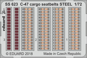 Ceintures de sécurité cargo Eduard SS623 C-47, acier, Hobby Boss, échelle 1/72