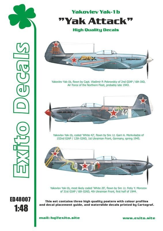 EXITO ED48007 Yak Attack - Yakovlev Yak-1b - decal 1/48