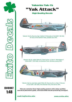 EXITO ED48007 Yak Attack - Yakovlev Yak-1b - décalcomanie 1/48