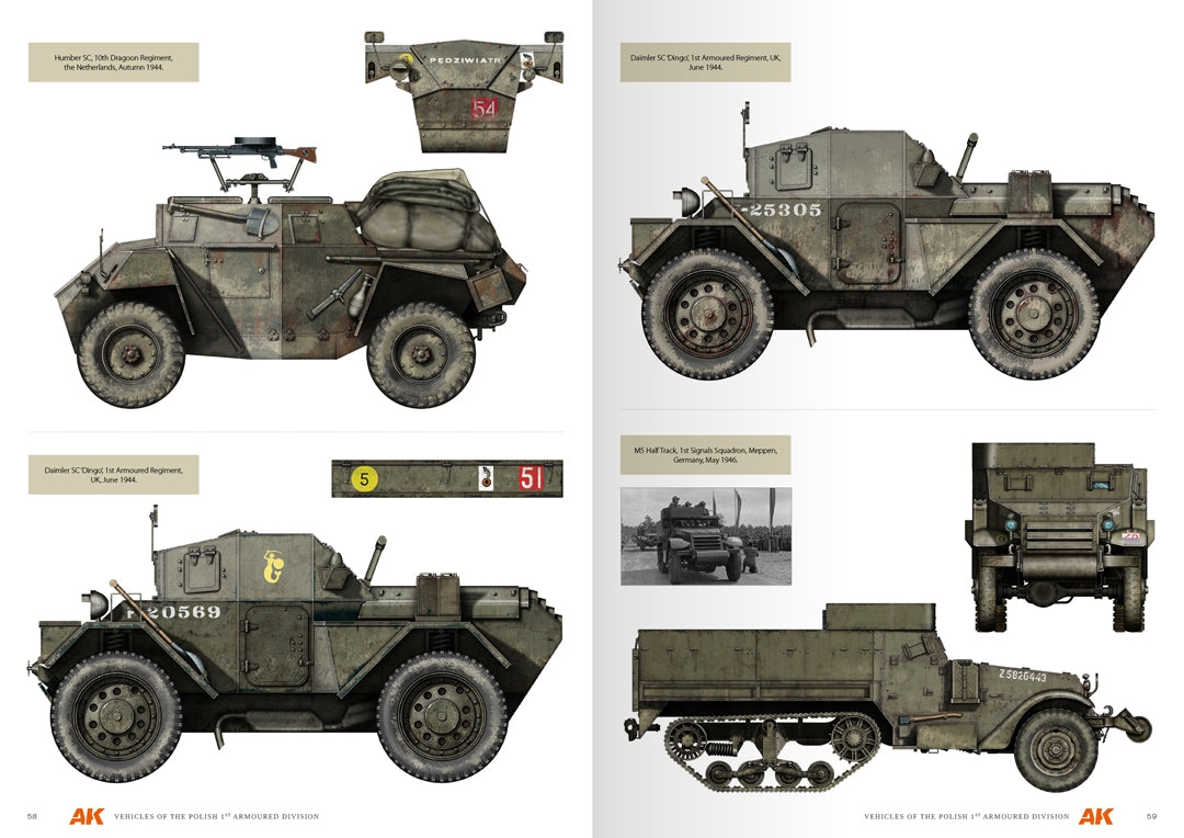 AK Interactive AK130010 VÉHICULES DE LA 1RE DIVISION BLINDÉE POLONAISE – GUIDE DES PROFILS DE CAMOUFLAGE - Anglais – immagine 9