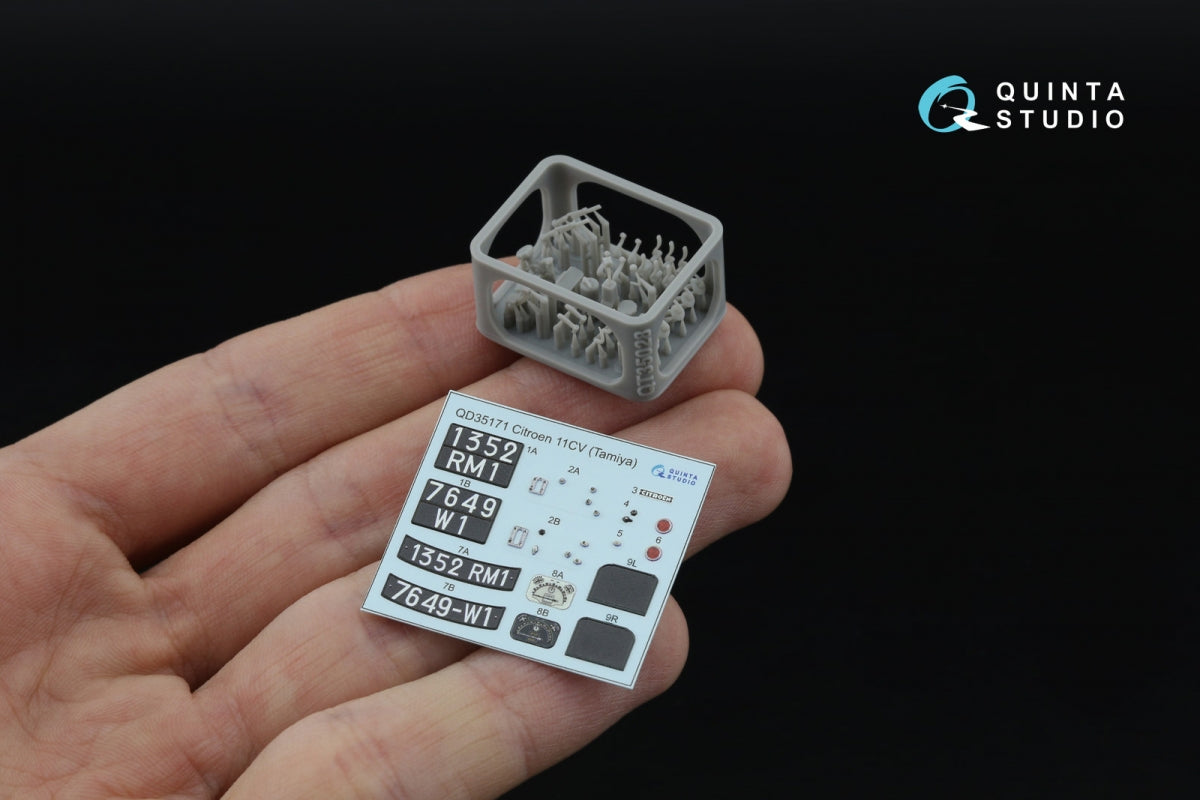 Quinta Studio QD+35171 Citroen 11CV 3D-Printed &amp; coloured Interior on decal paper (Tamiya) (with 3D-printed resin parts) 1/35