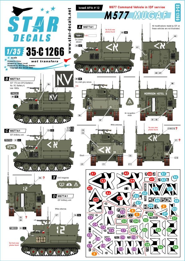 Star Decals 35-C1266 Véhicules blindés israéliens 12 1/35