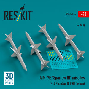 Missiles RESKIT RS48-0455 IM-7E « Sparrow III » (4 pièces) (Impression 3D) 1/48