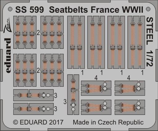 Ceintures de sécurité Eduard SS599 France Seconde Guerre mondiale ACIER 1/72