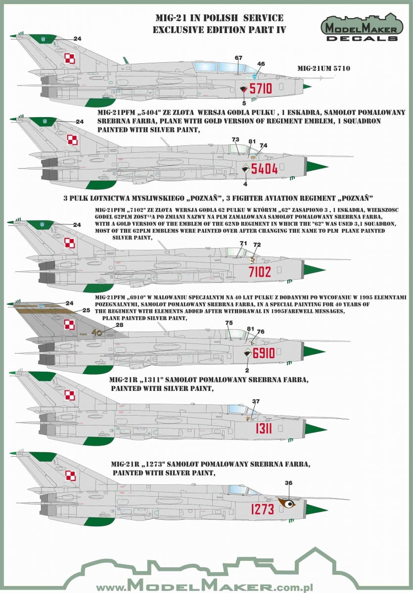 Décalcomanies ModelMaker D48153 MiG-21 en service polonais, édition exclusive partie IV 1/48 – image 4