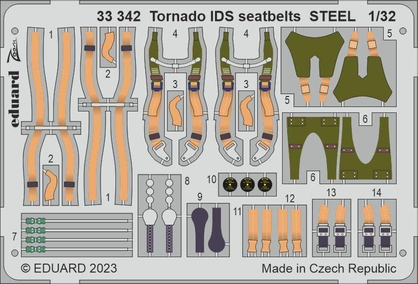 Ceintures de sécurité Eduard 33342 Tornado IDS en acier ITALERI 1/32
