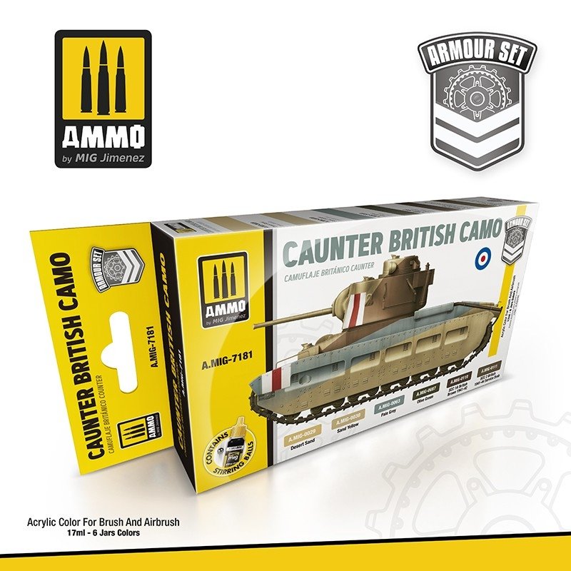 MUNITIONS de Mig Jimenez 7181 CAUNTER BRITISH CAMO SET 6x17ml