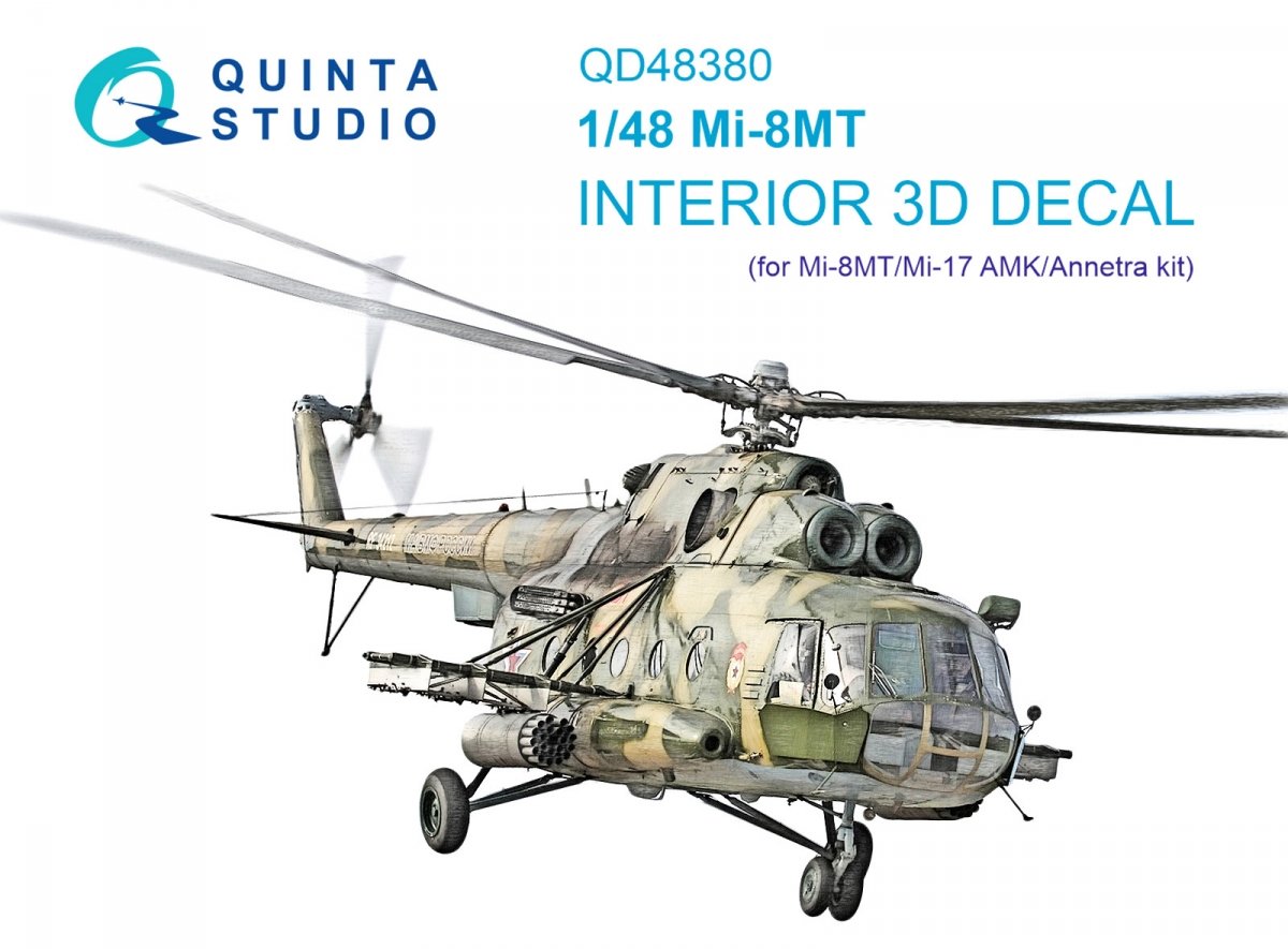 Intérieur imprimé en 3D et coloré sur papier décalcomanie Quinta Studio QD48380 Mi-8MT (AMK) 1/48