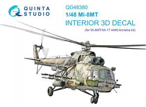 Intérieur imprimé en 3D et coloré sur papier décalcomanie Quinta Studio QD48380 Mi-8MT (AMK) 1/48