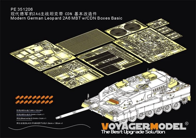 Maquette Voyager PE351206 Char de combat principal allemand Leopard 2A6 moderne avec boîtes CDN (pour RFM 5076) 1/35