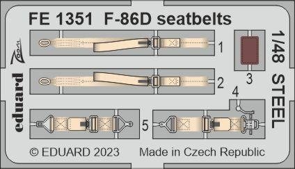Ceintures de sécurité Eduard FE1351 F-86D en acier Revell 1/48