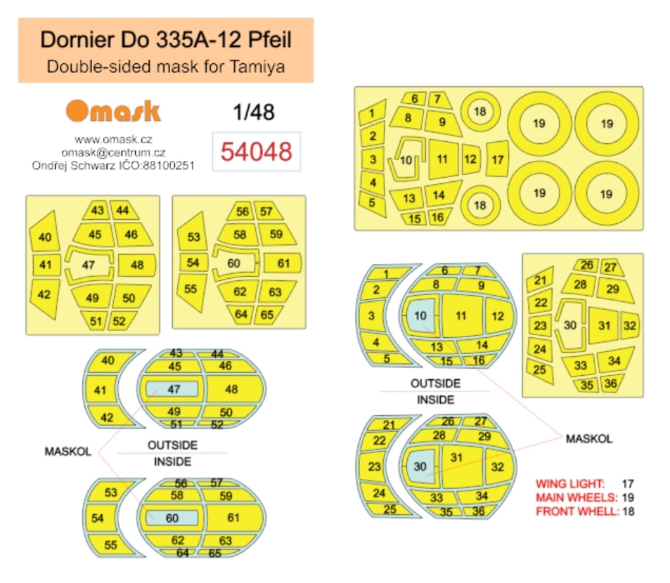 Masque double face Omask 54048 Dornier Do 335A-12 Pfeil (pour Tamiya) 1/48 – image 2