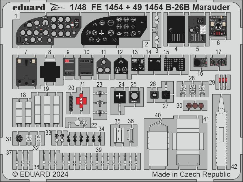 Eduard 491454 B-26B Marauder cockpit et intérieur du nez ICM 1/48