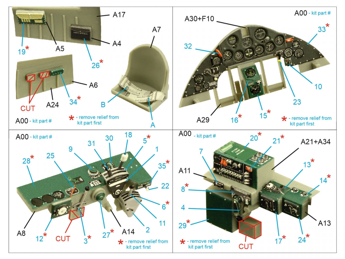 Intérieur coloré imprimé en 3D sur papier décalcomanie pour F4F-3 Wildcat (Trumpeter) de Quinta Studio QD32186, échelle 1/32  – image 2