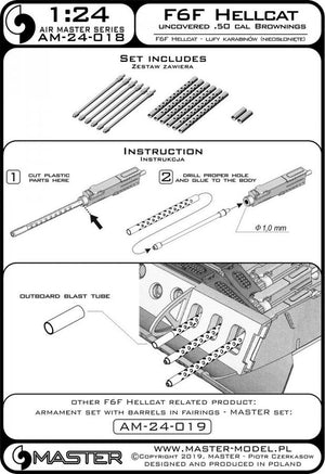 Master AM-24-018 F6F Hellcat - armement initial (mitrailleuses Browning de calibre .50 avec radiateur perforé) 1/24 – Bild 5