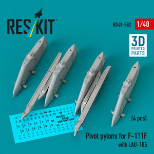 RESKIT RS48-0502 Pylônes de pivot pour F-111F avec LAU-105 (4 pièces) (Impression 3D) 1/48  – image 3