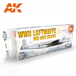 AK Interactive AK11717 Couleurs de la Luftwaffe de la Seconde Guerre mondiale (milieu de guerre) 8 x 17 ml