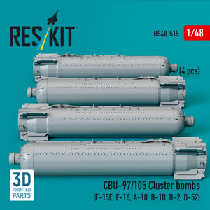 RESKIT RS48-0515 Bombes à fragmentation CBU-97/105 (4 pièces) (Impression 3D) 1/48  – Bild 2