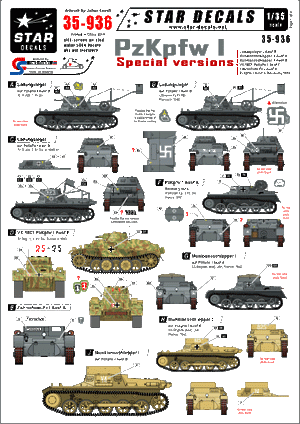 Star Decals 35-936 PzKpfw I versions spéciales 1/35