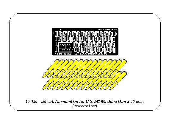 Munitions Aber 16130 calibre .50 pour mitrailleuse américaine M2, échelle 1/16
