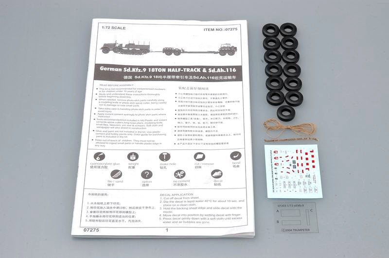 Trumpeter 07275 Semi-chenillé allemand Sd.Kfz.9 (18t) Remorque Sd.Ah.116 (1/72) – image 3