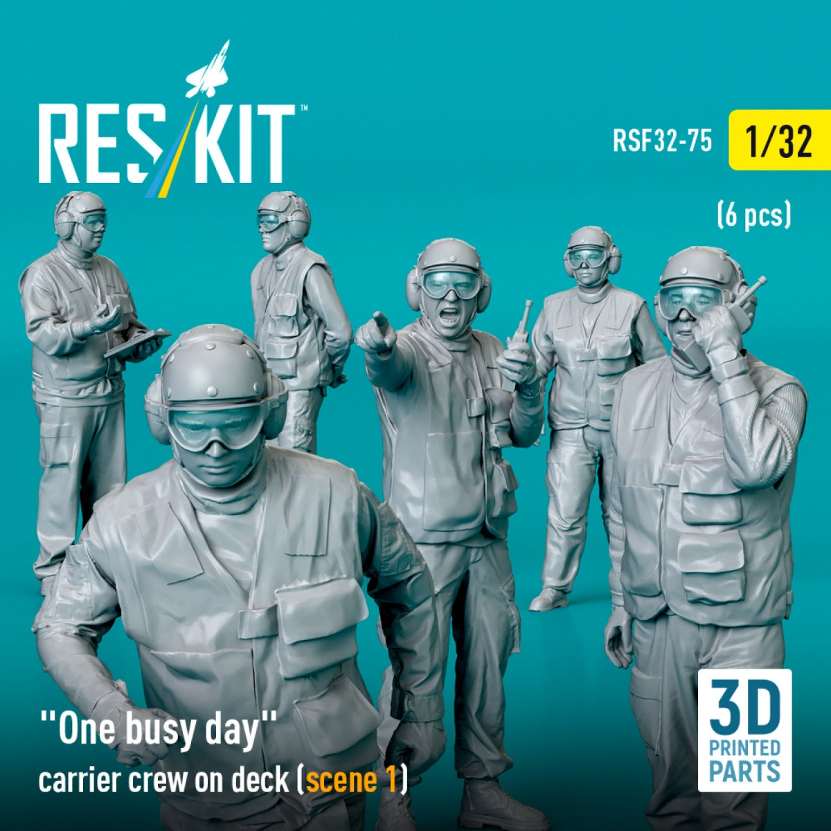 RESKIT RSF32-0075 « Une journée chargée » : l’équipage du porte-avions sur le pont (scène 1) (6 pièces) (Impression 3D) 1/32 – Bild 2