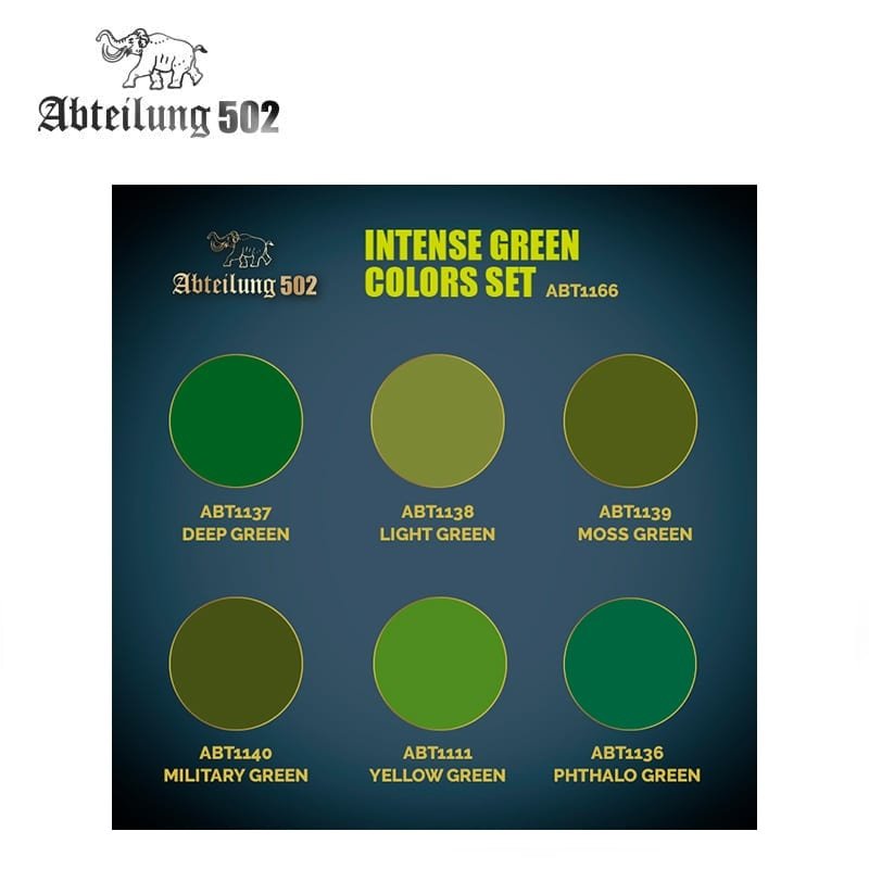 502 Abteilung ABT1166 – ENSEMBLE DE COULEURS VERT INTENSE (6pcs) – immagine 2