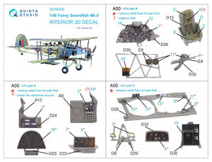 Intérieur imprimé en 3D et coloré sur papier décalcomanie Quinta Studio QD48256 Swordfish Mk.II (Tamiya) 1/48 – immagine 2