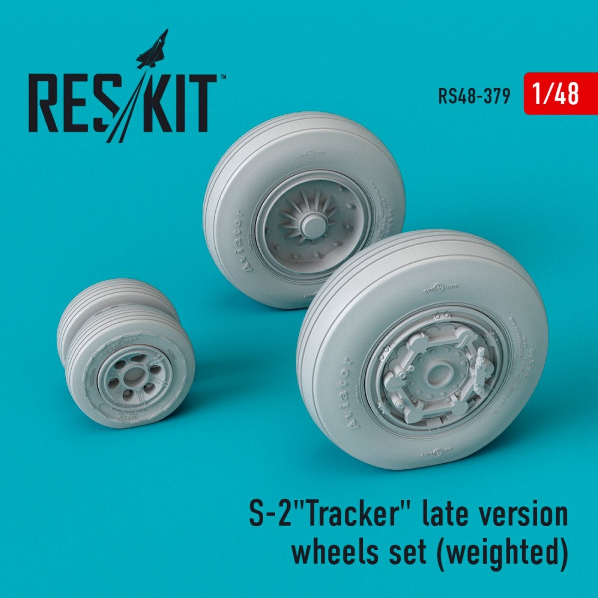 RESKIT RS48-0379 S-2 « TRACKER » VERSION TARDIVE ENSEMBLE DE ROUES (LESTÉES) (1/48) 1/48