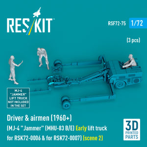 RESKIT RSF72-0075 Conducteur et aviateurs (1960+) (3 pièces) (MJ-4 « Jammer » (MHU-83 B/E) Chariot élévateur ancien pour RSK72-0006 et RSK72-0007) (scène 2) (Impression 3D) 1/72  – imagen 3
