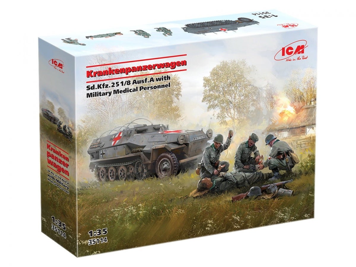 ICM 35114 Krankenpanzerwagen Sd.Kfz.251/8 Ausf.A Ambulance allemande de la Seconde Guerre mondiale avec personnel médical militaire 1/35 – Bild 2