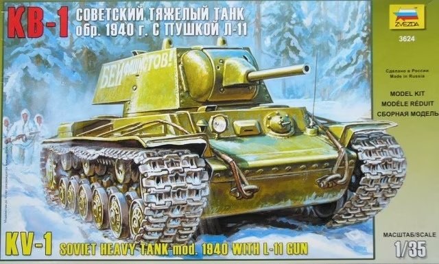 Zvezda 3624 KV-1 Char lourd soviétique modèle 1940 avec canon L-11, échelle 1/35