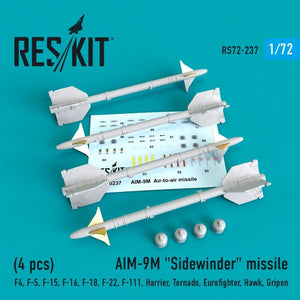 RESKIT RS72-0237 Missile AIM-9M « Sidewinder » (4 pièces) 1/72