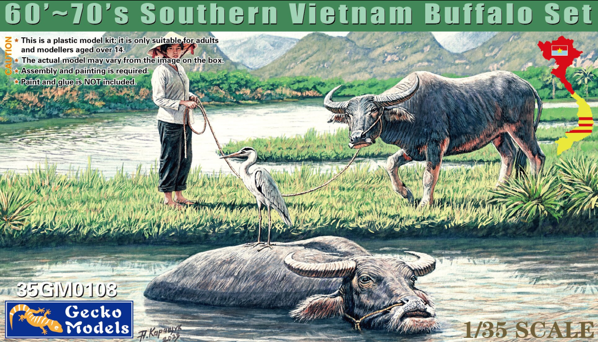 Gecko Models 35GM0108 Coffret Buffalo Sud-Vietnam années 60-70, échelle 1/35