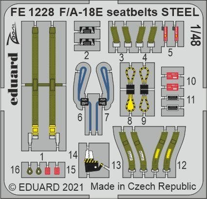 Ceintures de sécurité Eduard FE1228 F/ A-18E en acier HOBBY BOSS 1/48