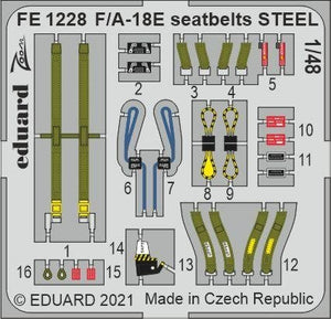 Ceintures de sécurité Eduard FE1228 F/ A-18E en acier HOBBY BOSS 1/48