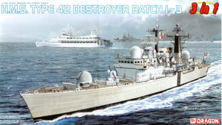 Dragon 7152 HMS Type 42 Destroyer Lot 1-3 3 en 1 1/700