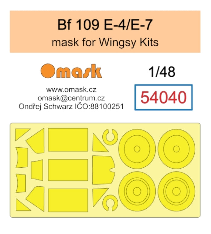 Masque Omask 54040 Bf 109 E-4 / E-7 (pour maquettes Wingsy) 1/48