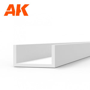 AK Interactive AK6556 PROFILÉ EN U 4.0 LARGEUR X 350MM – PROFILÉ EN U EN STYRÈNE – (3 UNITÉS) – image 3