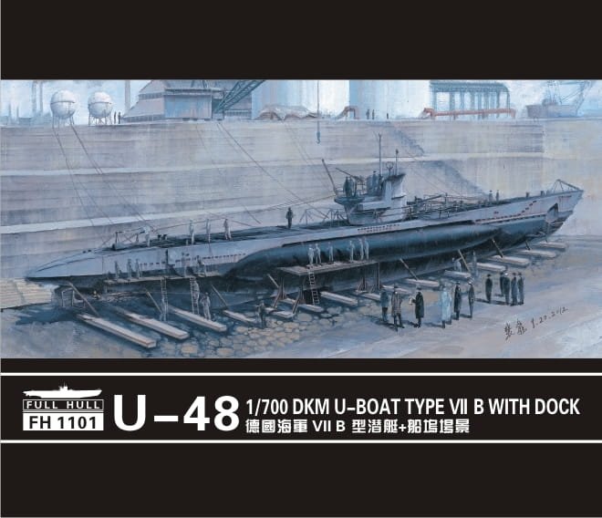 FlyHawk modèle FH1101 U-boat Type VII B DKM U-48 avec quai 1/700