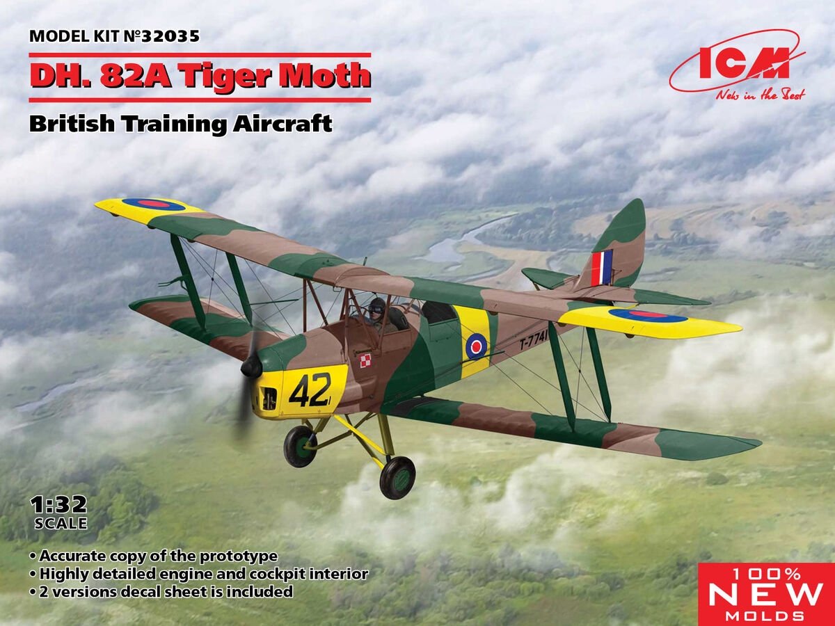 ICM 32035 DH.82 Tiger Moth Avion d&amp;#39;entraînement britannique 1/32 – immagine 2