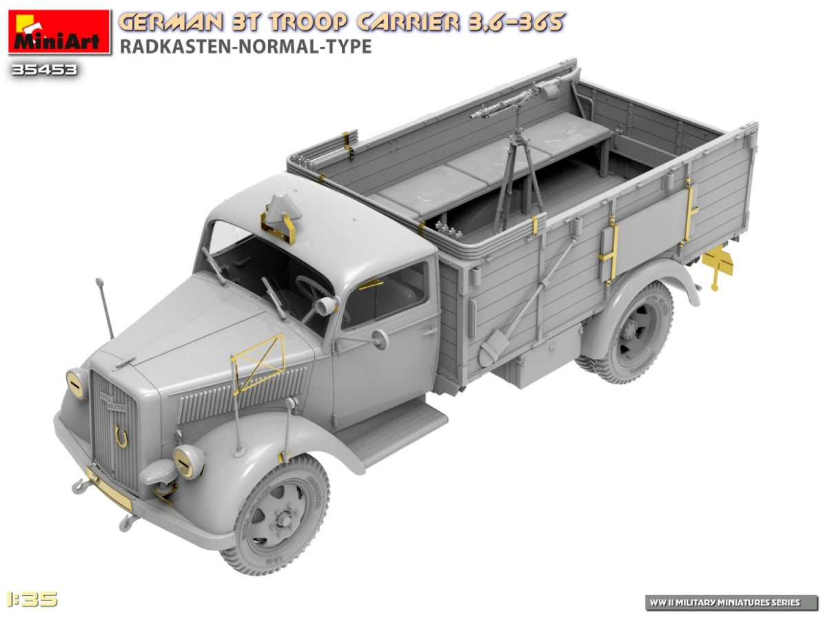 Miniart 35453 Transport de troupes allemand de 3 tonnes 3.6-36S Radkasten-Normal-Type 1/35 – imagen 14
