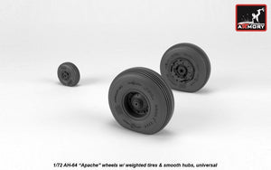 Armory Models AW72335 AH-64 Apache wheels w/ weighted tires, smooth hubs 1/72